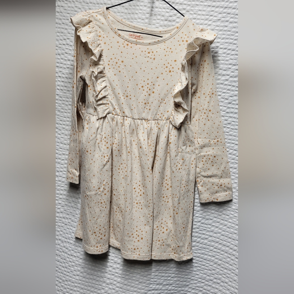 Cat & Jack Cream Starry Kids Dress
